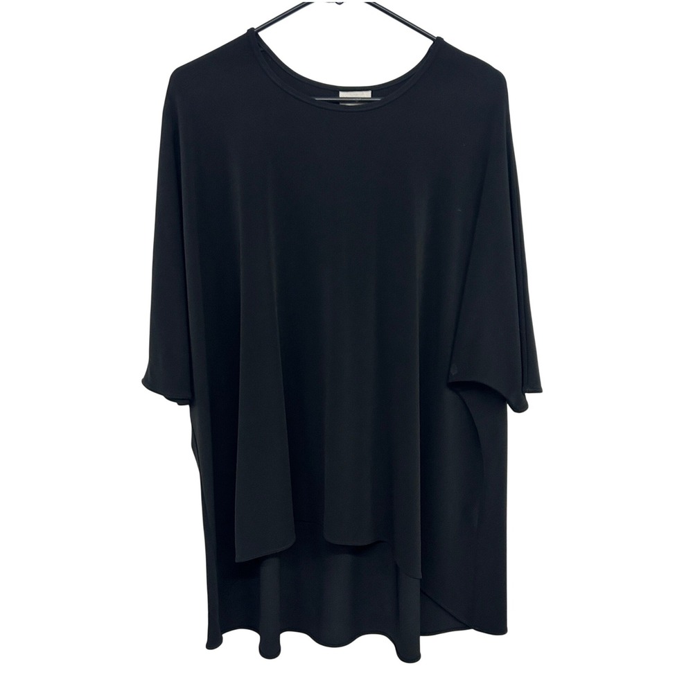 MEG Shop Oversized Batwing Sleeve Tunic‎ Top Small Black Minimalist Lagenlook